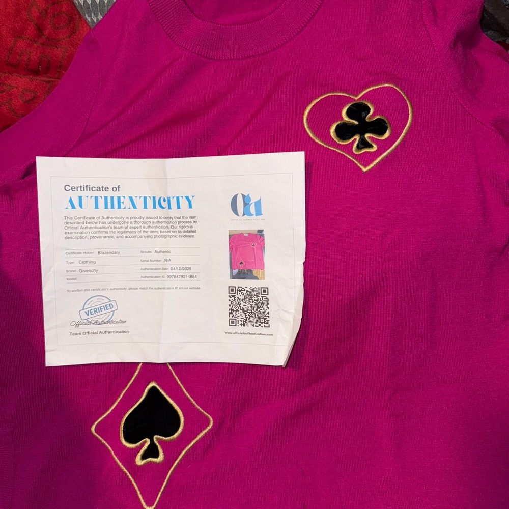 Givenchy Pink and Black Sweater with Card Suit Patches